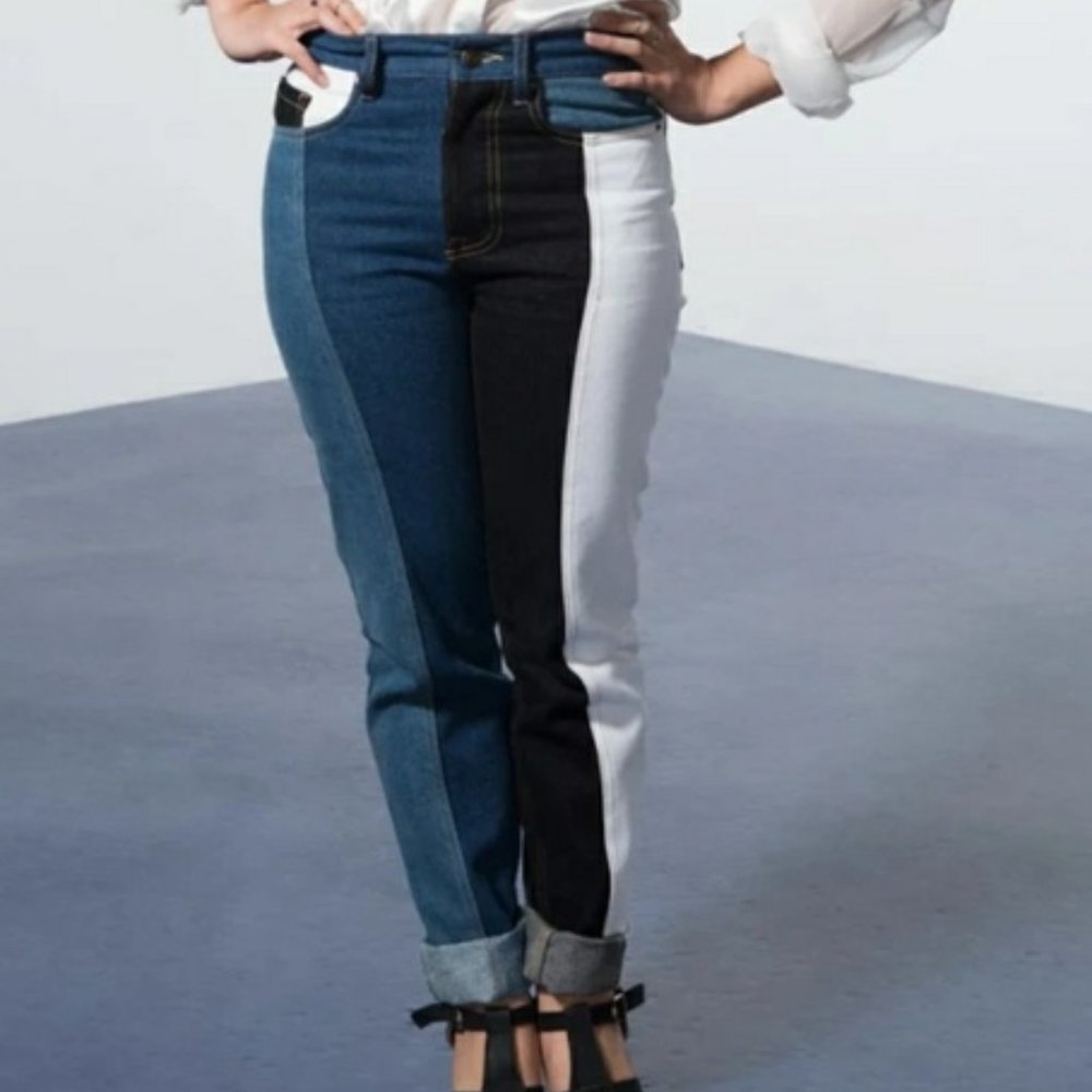 NWOT Colorblock Straight-Leg Denim Jeans by Zendaya